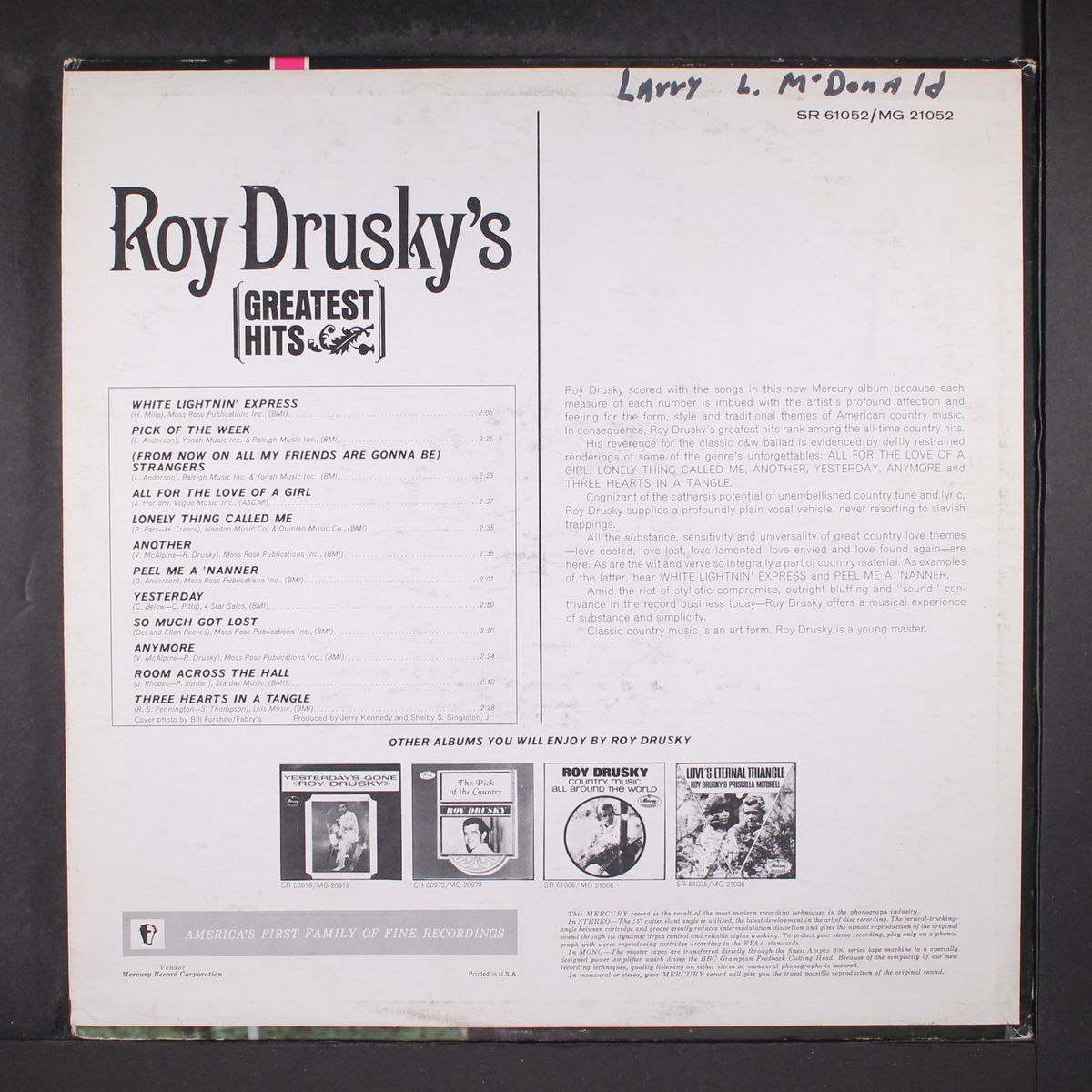 greatest hits by ROY DRUSKY