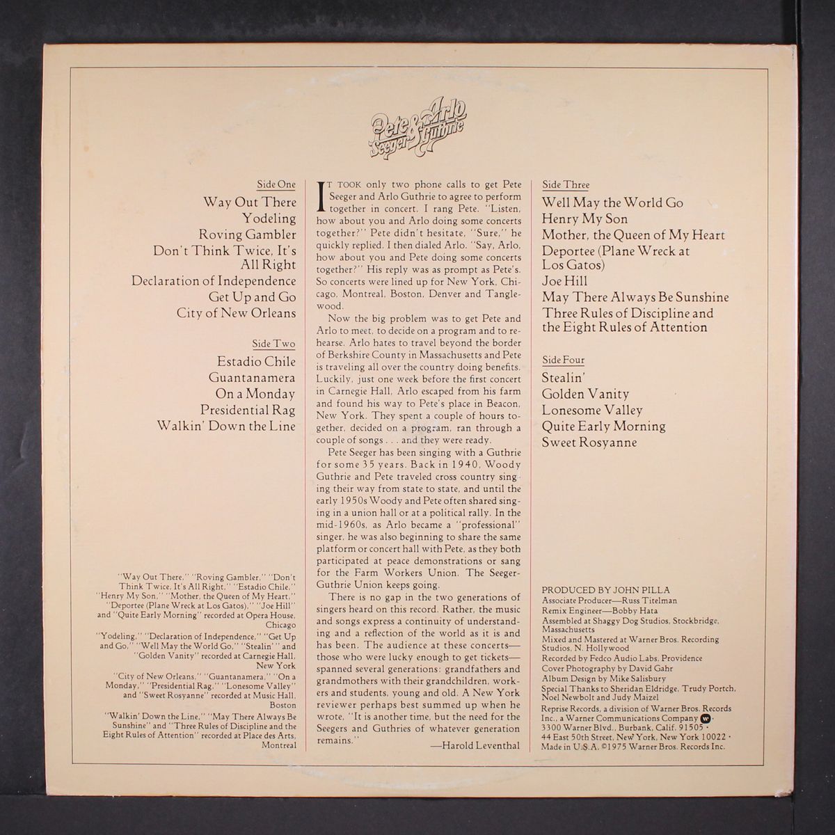 together in concert by PETE SEEGER & ARLO GUTHRIE
