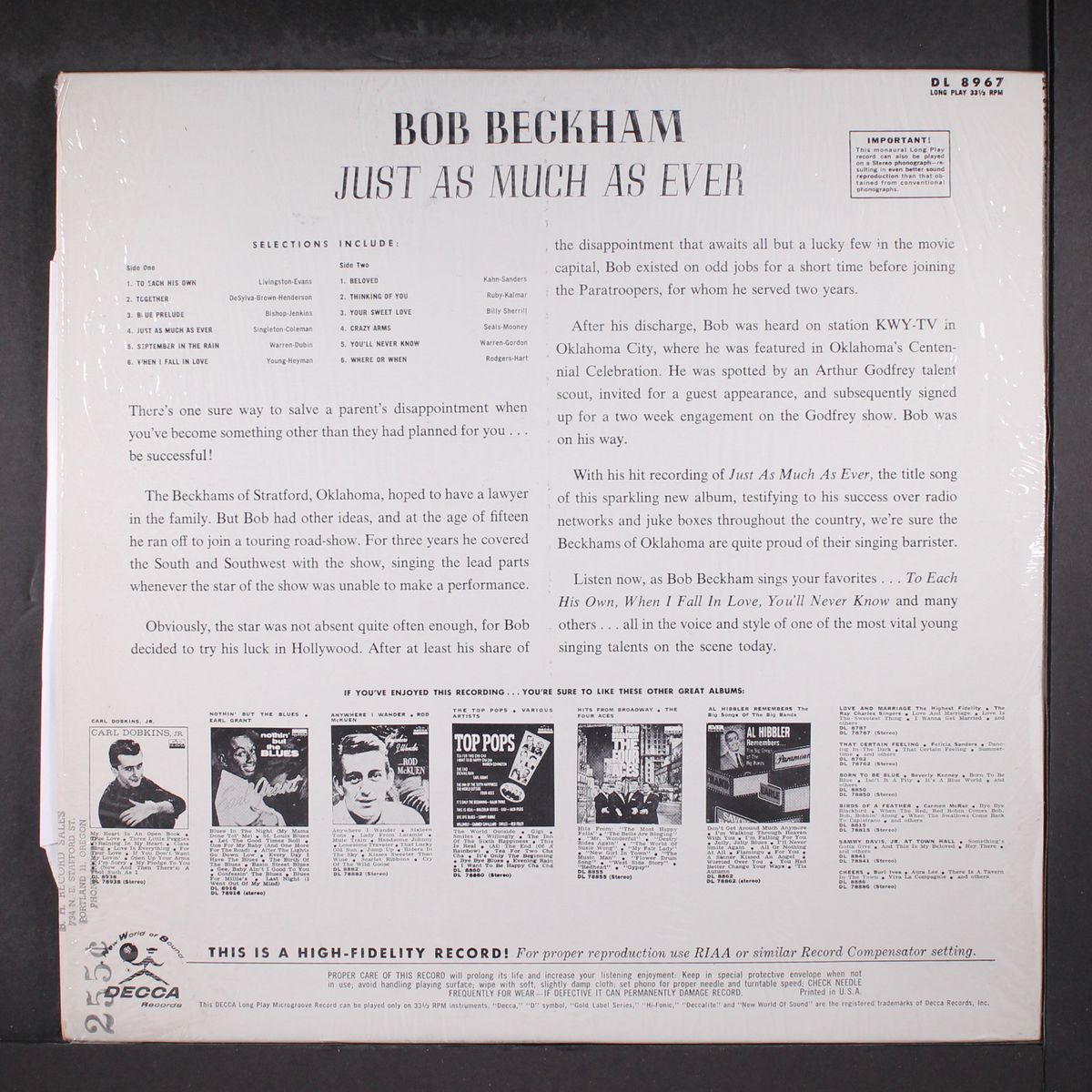 just as much as ever by BOB BECKHAM