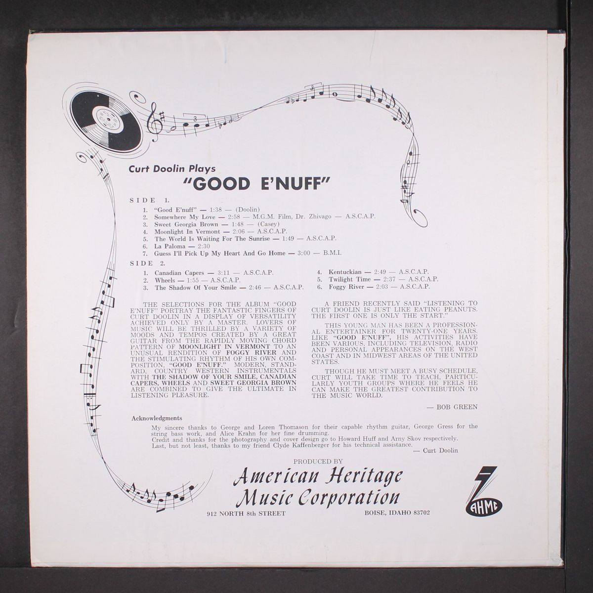plays good e'nuff by CURT DOOLIN