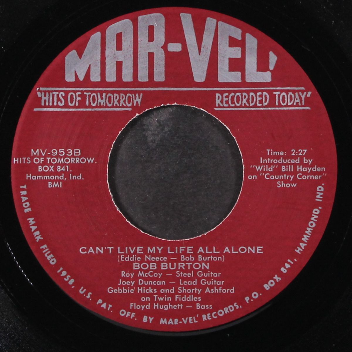 tired of rocking / can't live my life all alone by BOB BURTON
