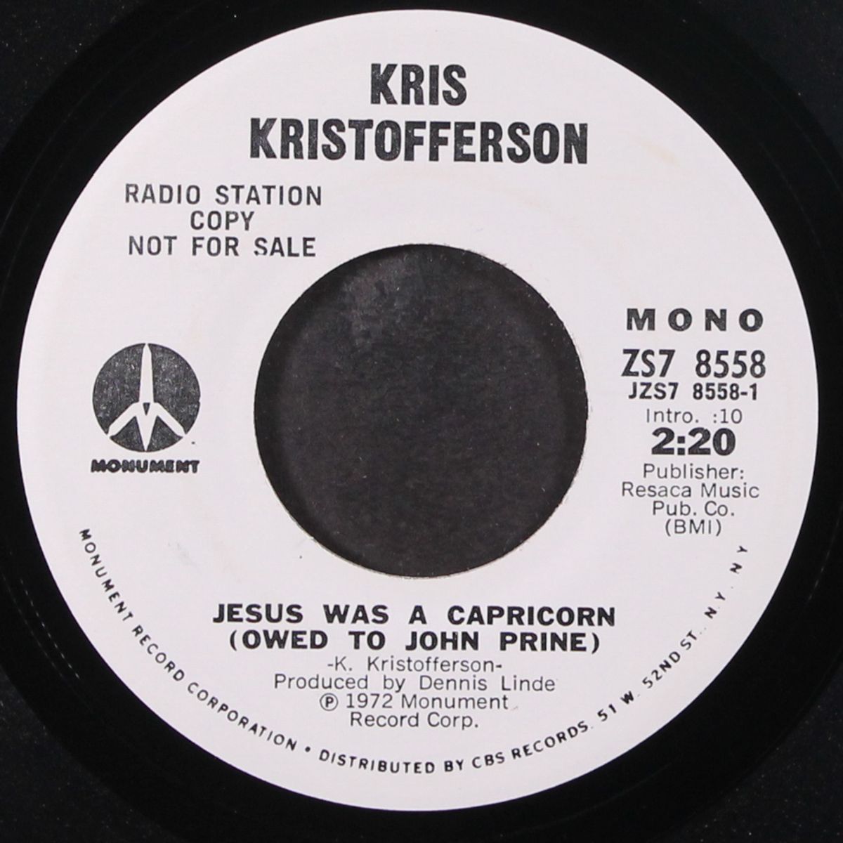 jesus was a capricorn (ode to john prine) / mono by KRIS KRISTOFFERSON