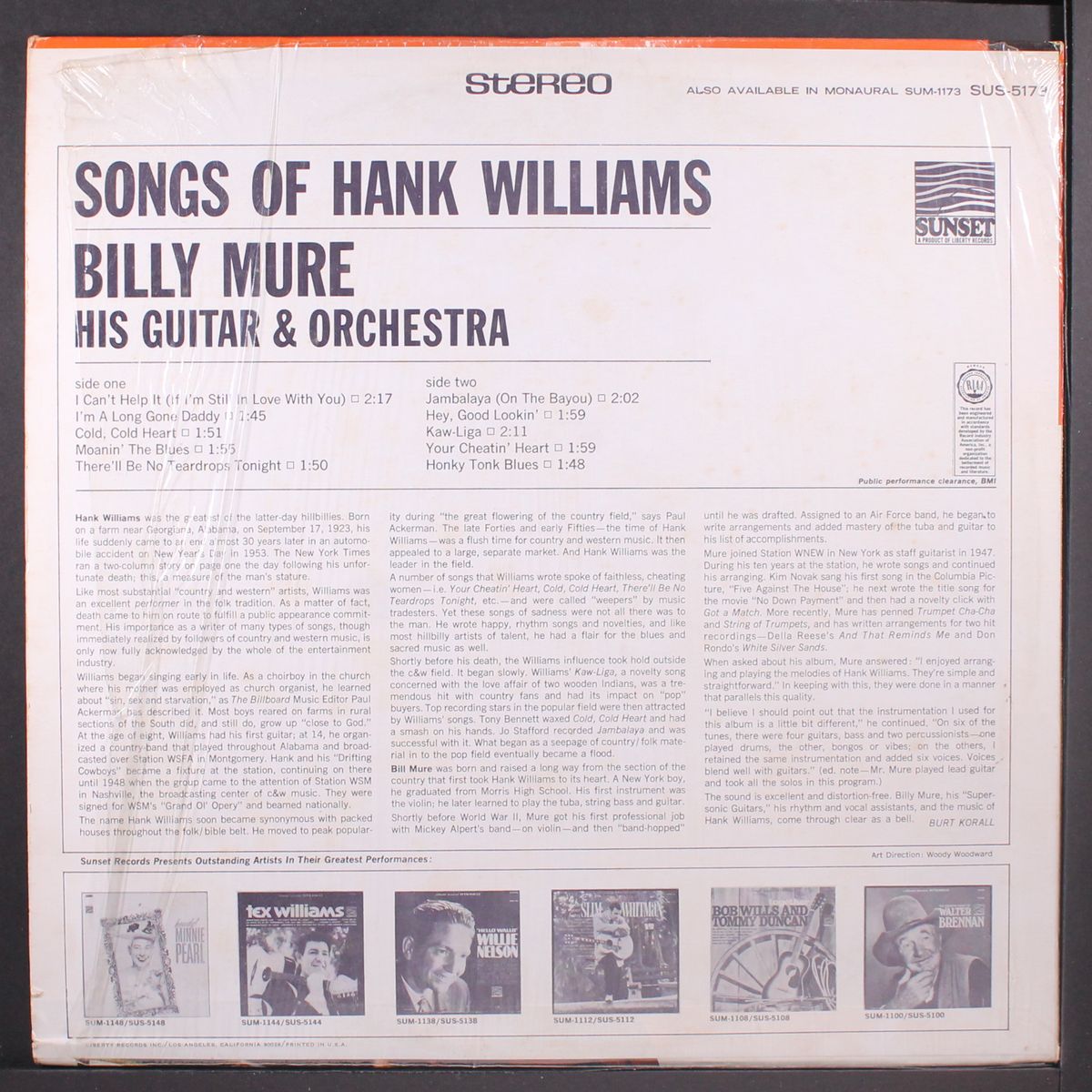 songs of hank williams by BILLY MURE