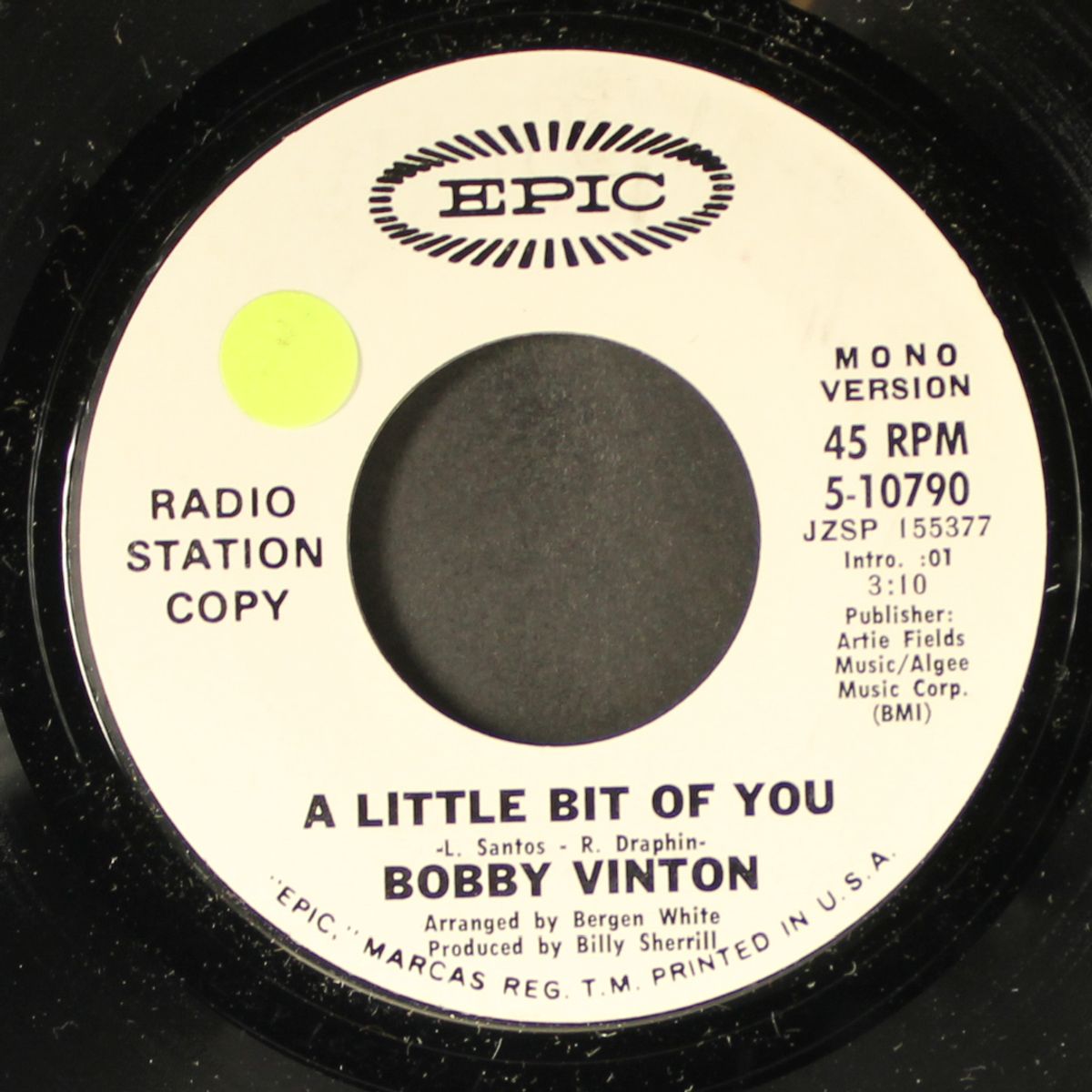 a little bit of you / mono by BOBBY VINTON
