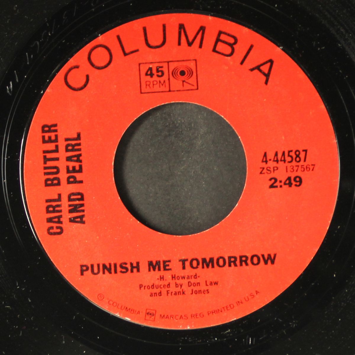 punish me tomorrow / goodbye tennessee by CARL BUTLER & PEARL
