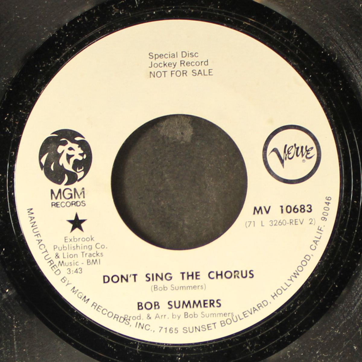 don't sing the chorus by BOB SUMMERS