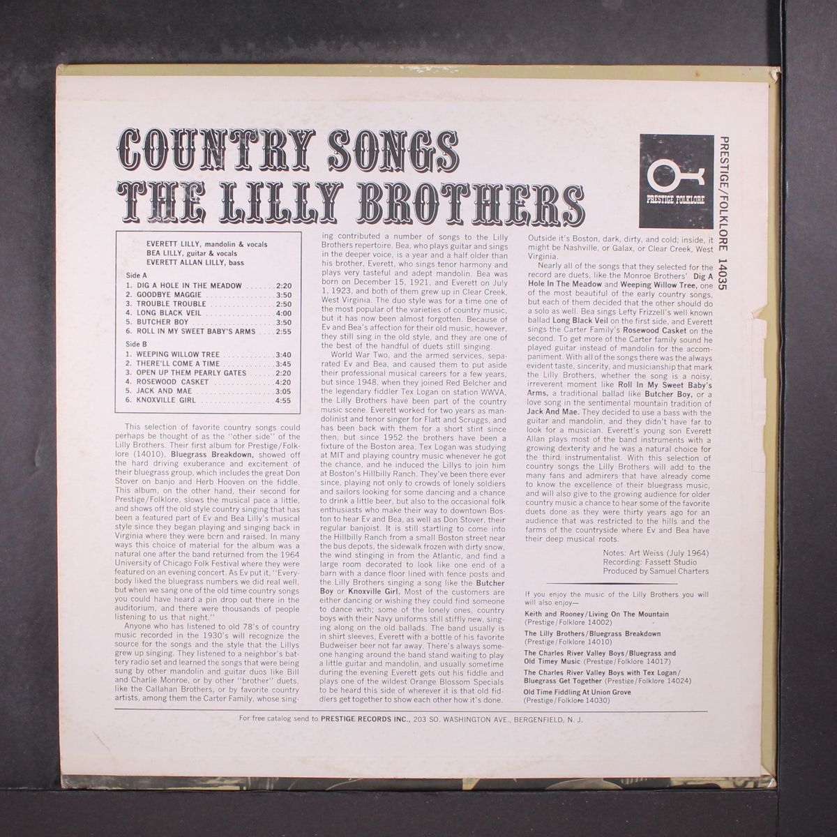 the country songs of by LILLY BROTHERS