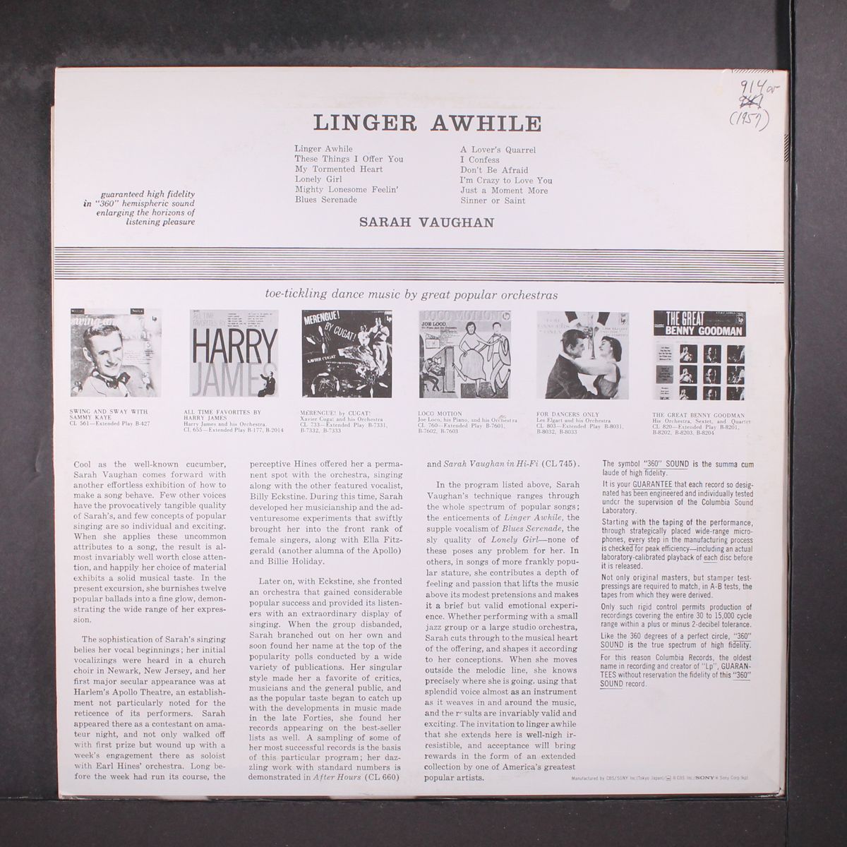 linger awhile by SARAH VAUGHAN