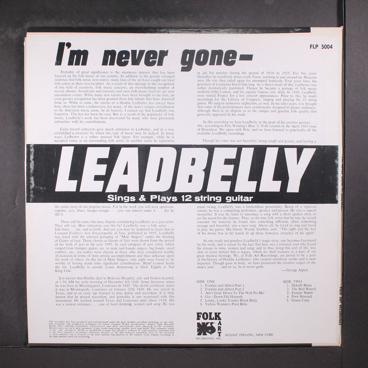 i'm never gone by LEADBELLY