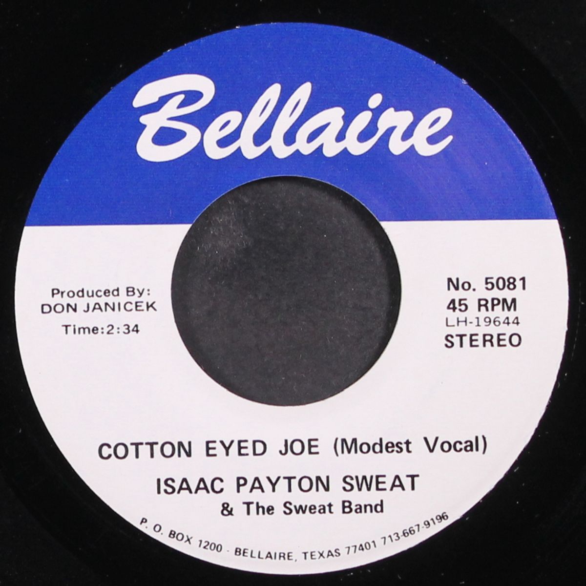 cotton eyed joe (modest vocal) / cotton eyed joe w/ b.s.) by ISAAC PAYTON SWEAT