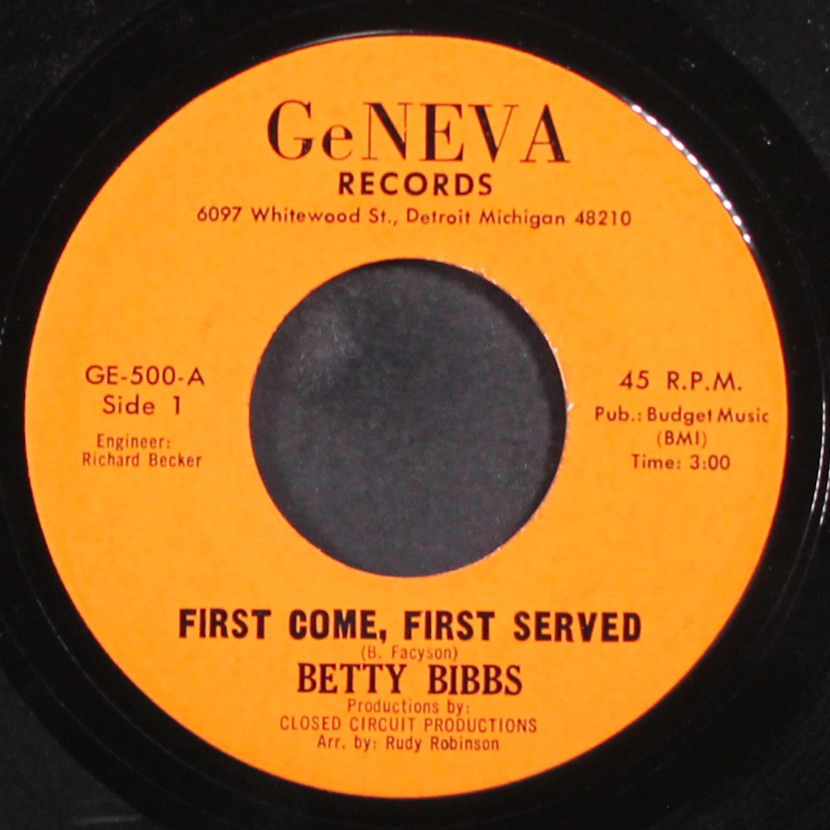 first come, first served / i want some satisfaction by BETTY BIBBS
