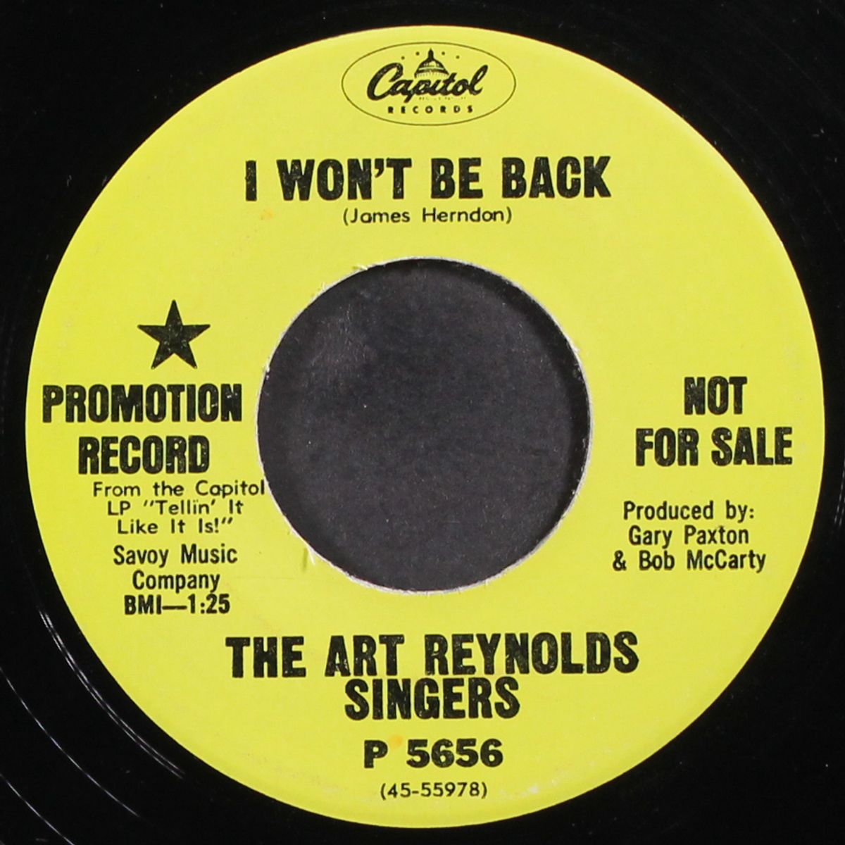 i won't be back by ART REYNOLDS SINGERS