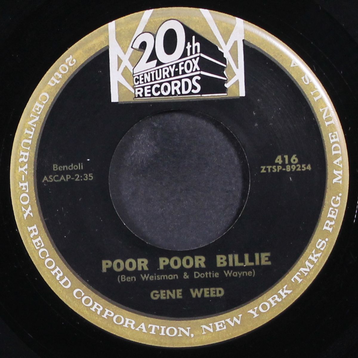 just for tonight / poor poor billie by GENE WEED