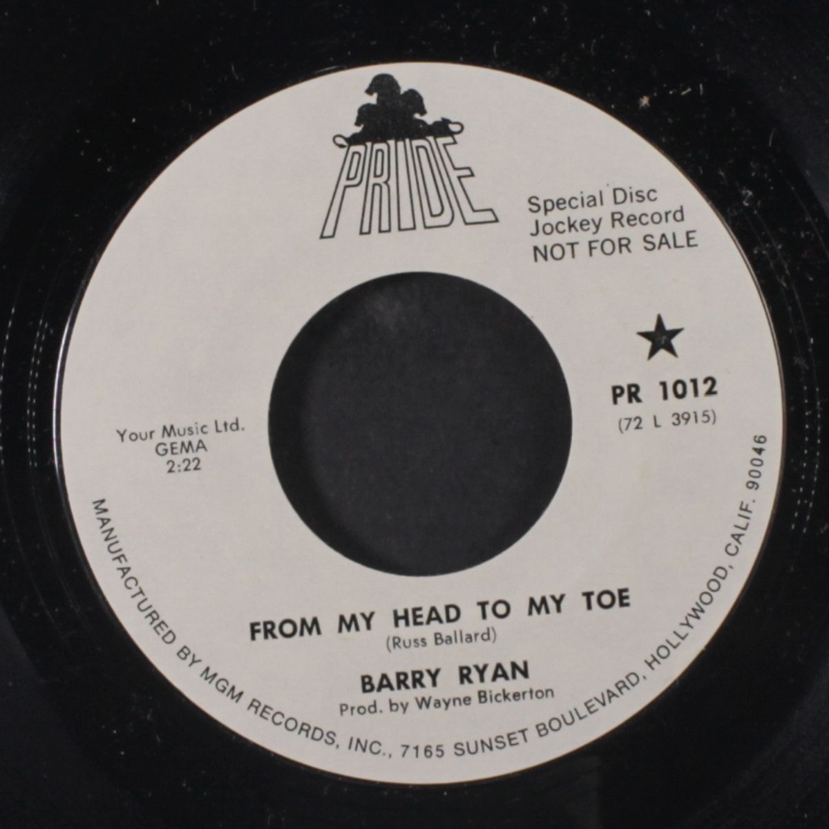 from my head to my toe / alimony honey blues by BARRY RYAN