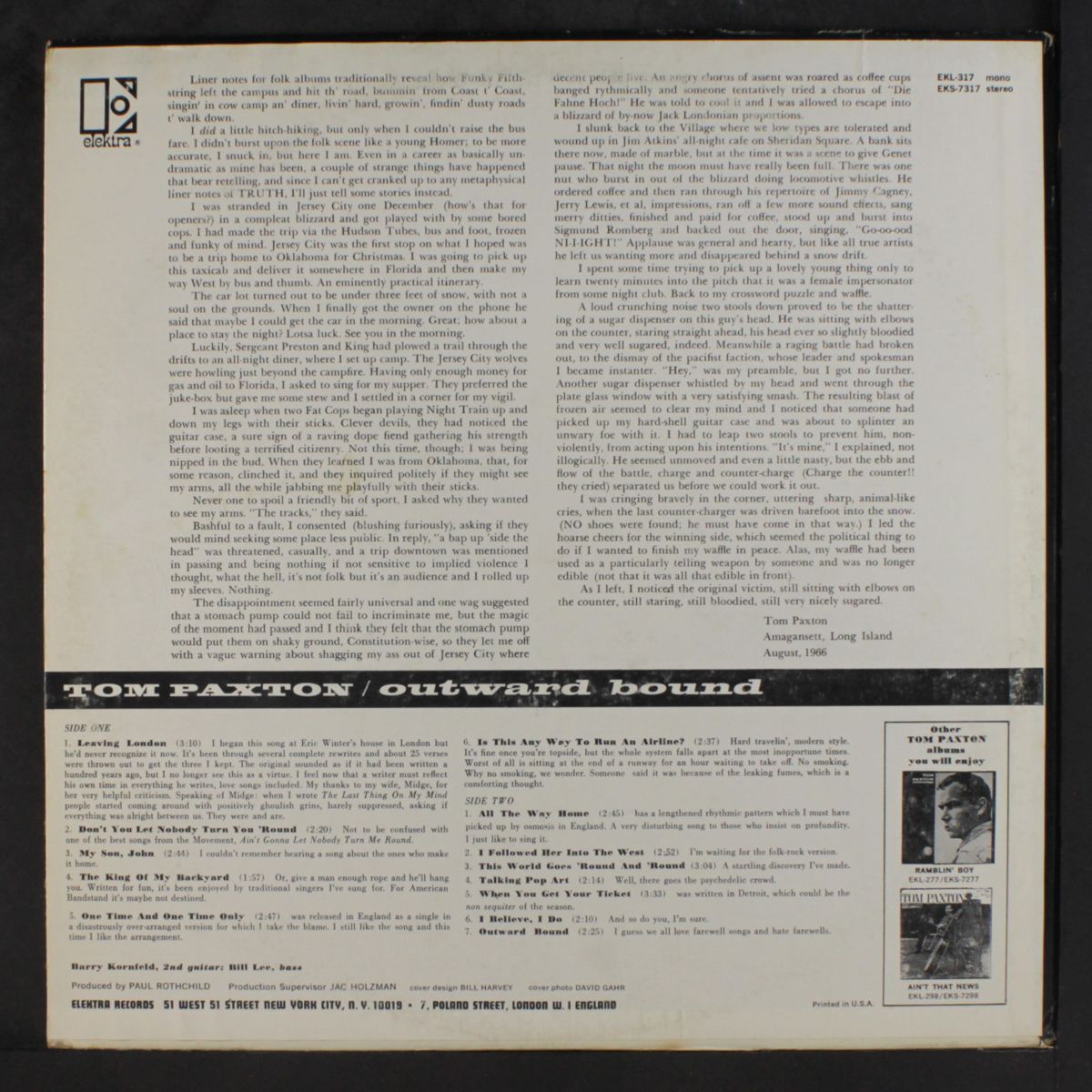 outward bound by TOM PAXTON