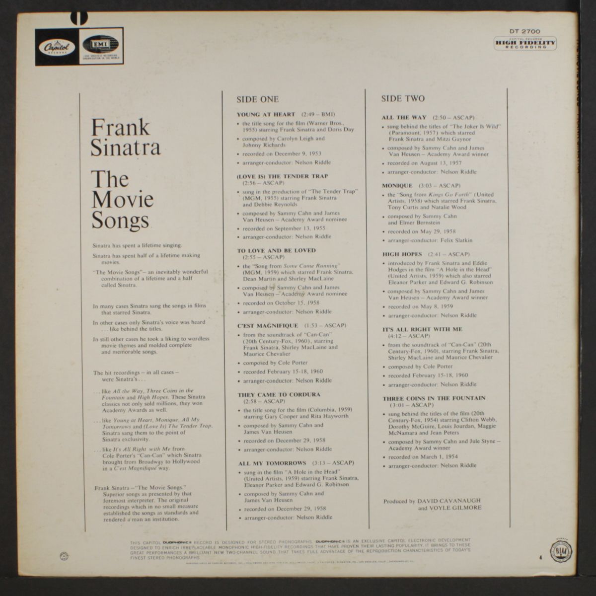 the movie songs by FRANK SINATRA