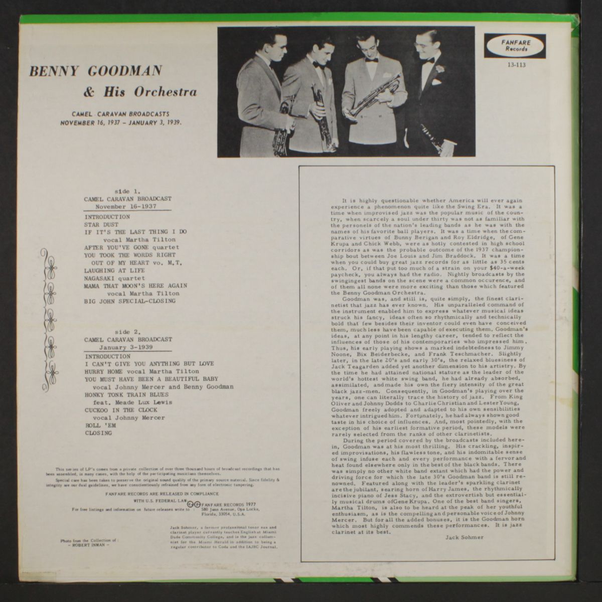 camel caravan broadcasts 1937-9 by BENNY GOODMAN