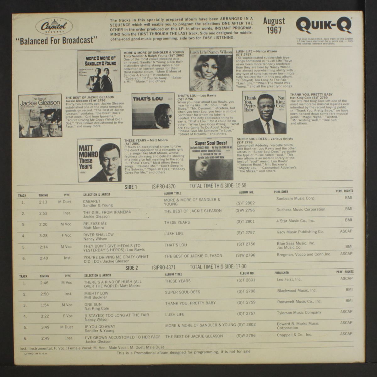 the capitol disc jockey album, august 1967 by VARIOUS