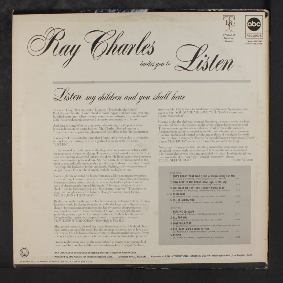 invites you to listen by RAY CHARLES