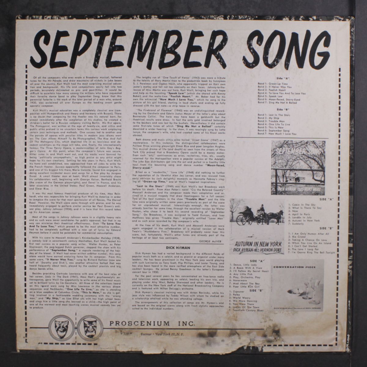september song - dick hyman plays the music of kurt weill by DICK HYMAN