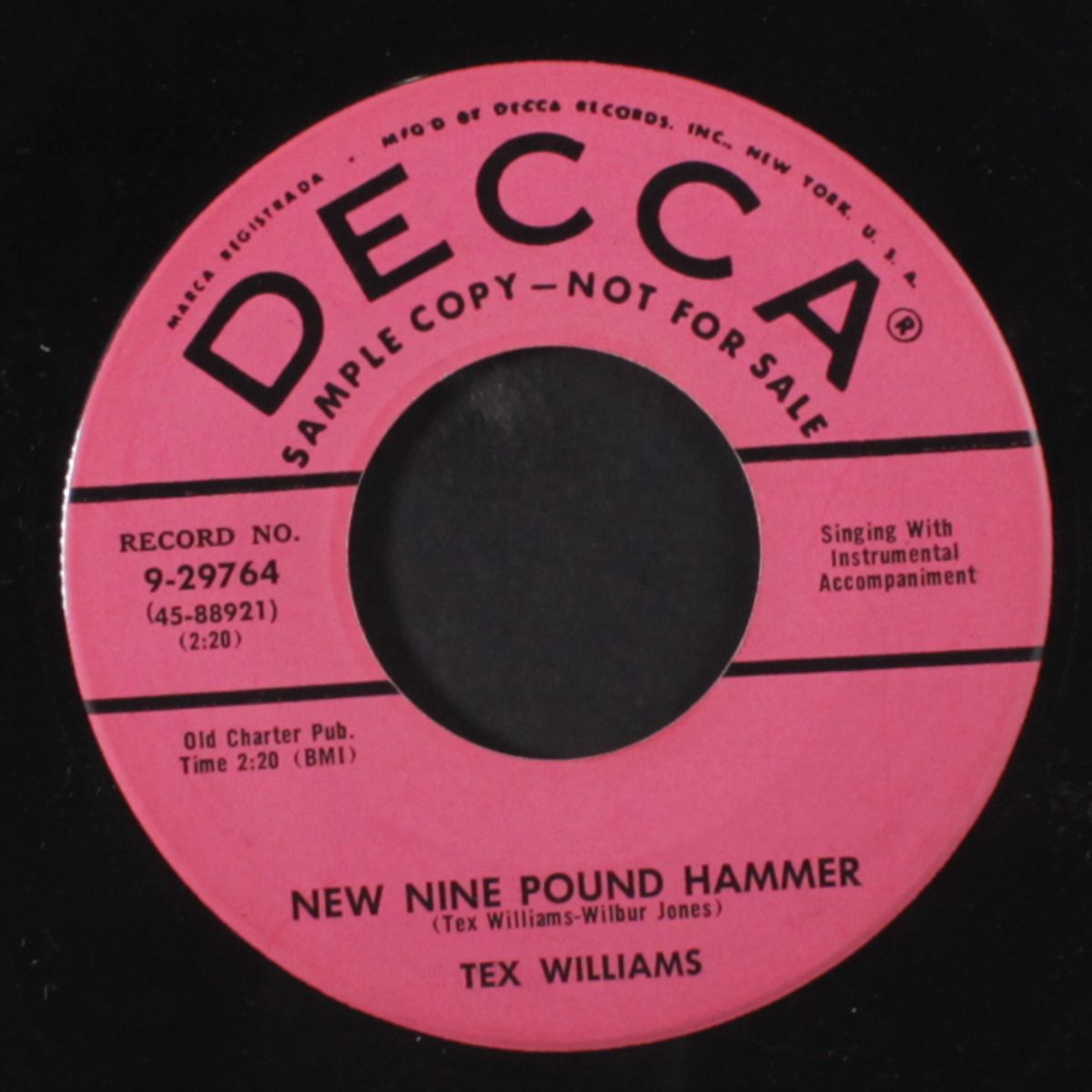 new nine pound hammer / pauline by TEX WILLIAMS