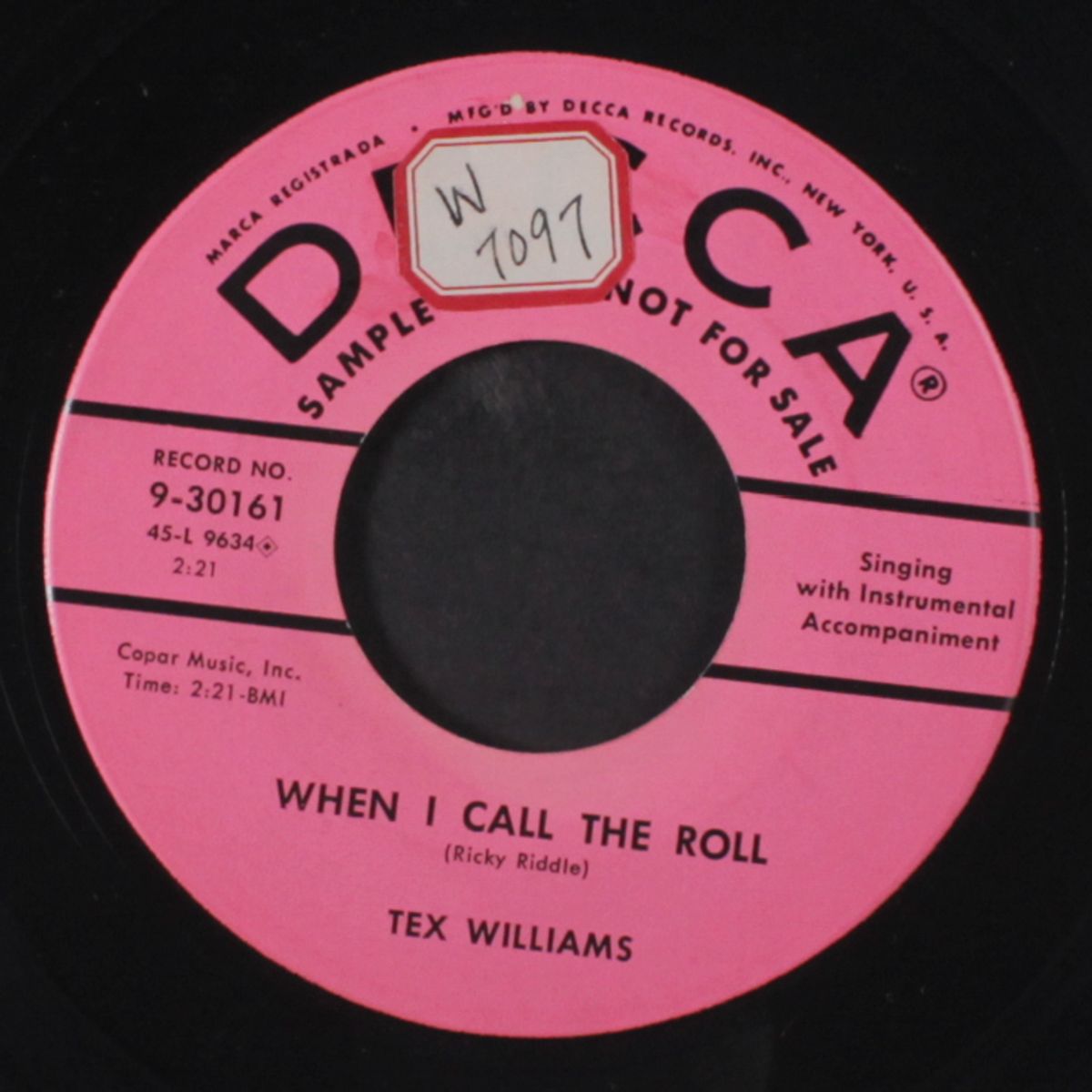 you're cold, so cold / when i call the roll by TEX WILLIAMS