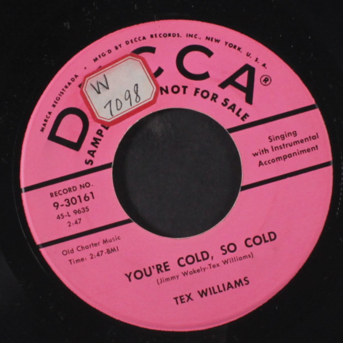 you're cold, so cold / when i call the roll by TEX WILLIAMS