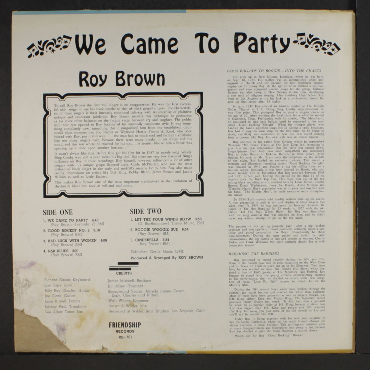 we came to party by ROY BROWN