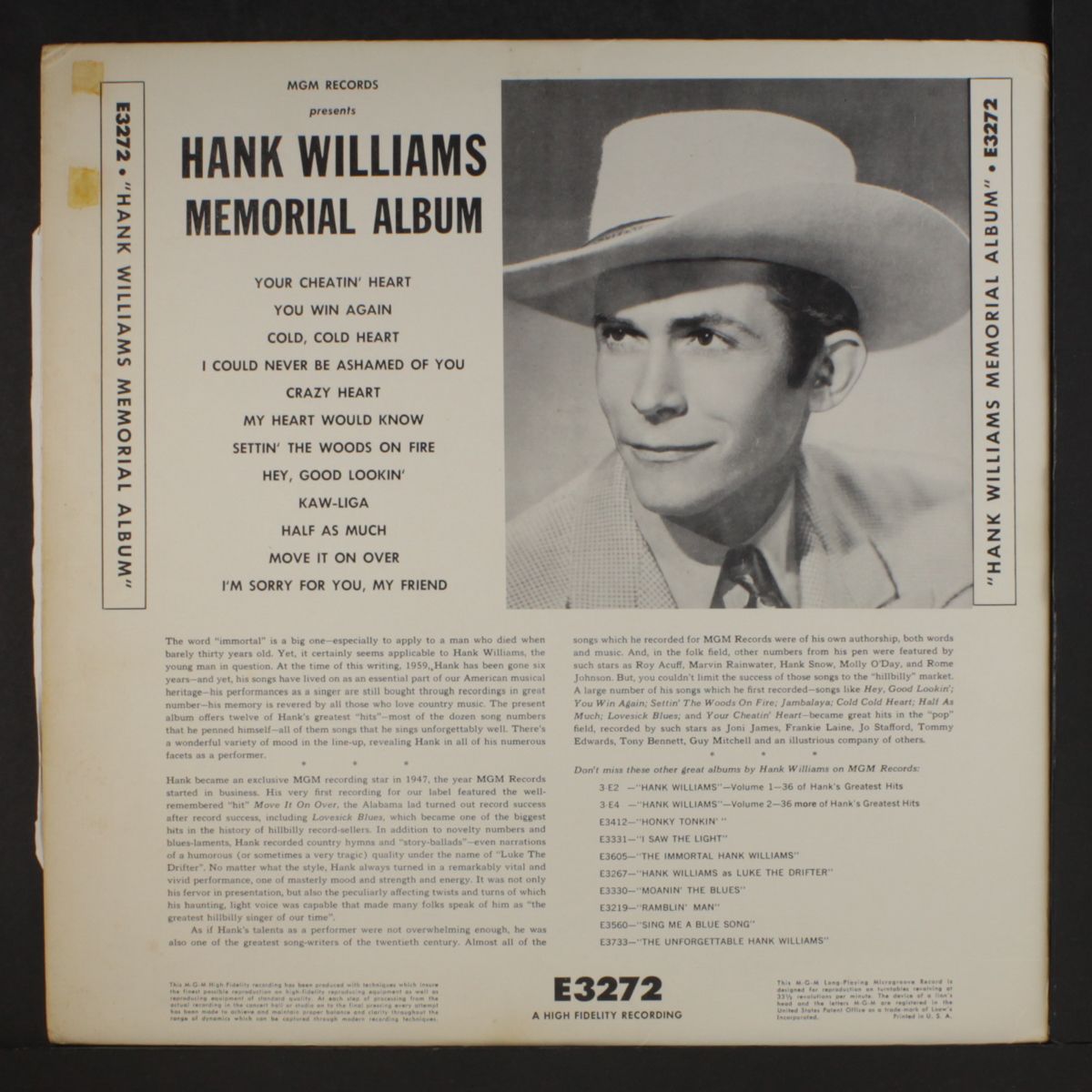 memorial album by HANK WILLIAMS