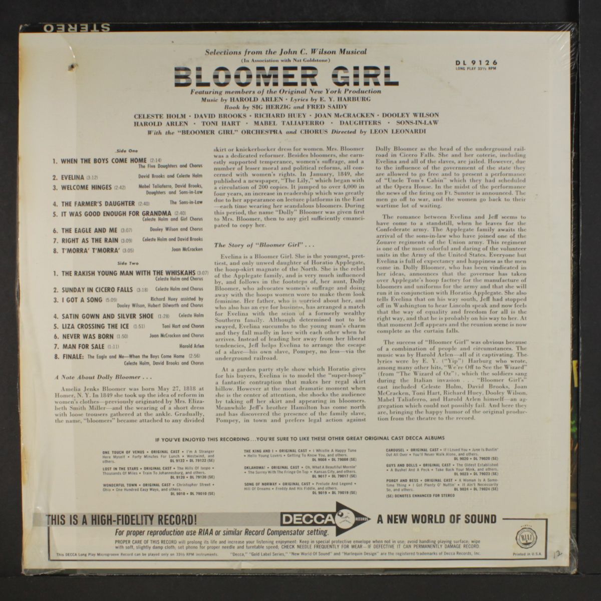 bloomer girl by ORIGINAL CAST