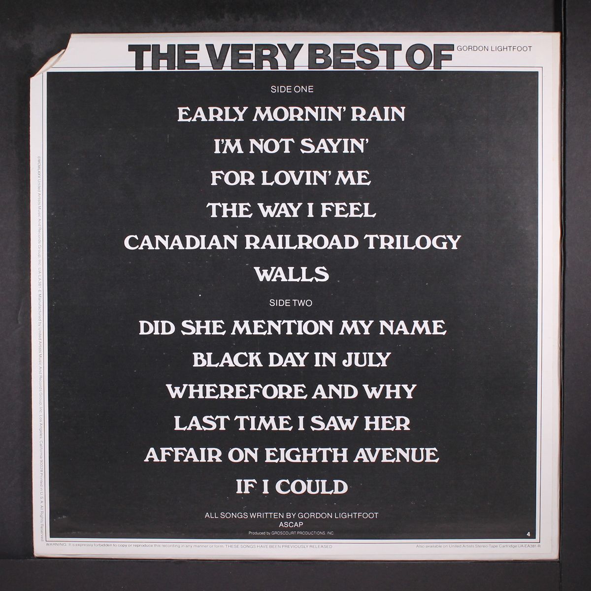 the very best of by GORDON LIGHTFOOT