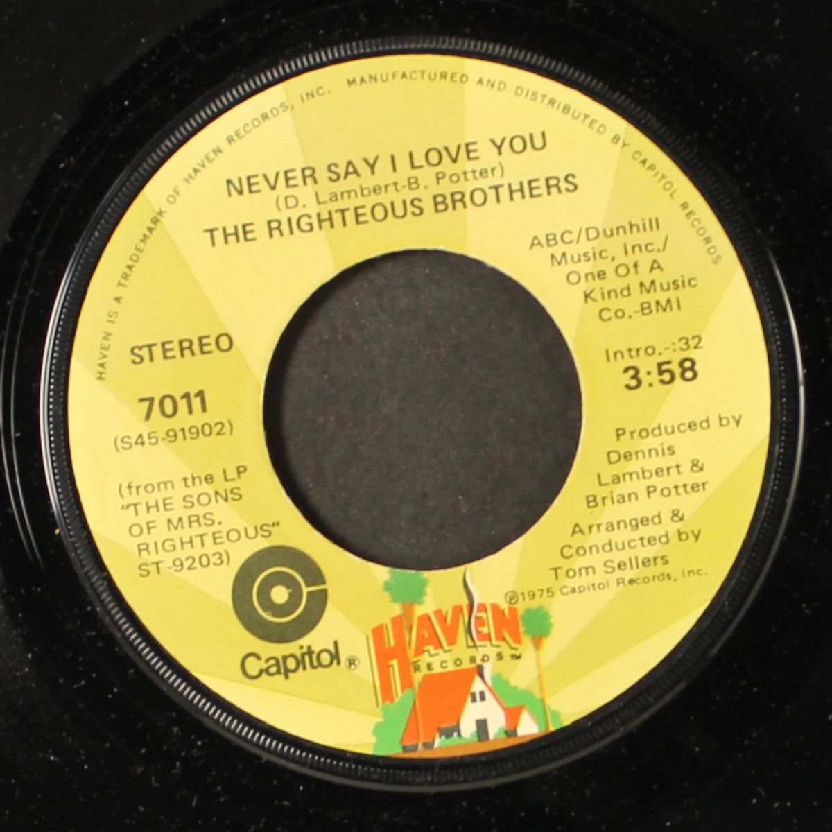 never say i love you / high blood pressure by RIGHTEOUS BROTHERS