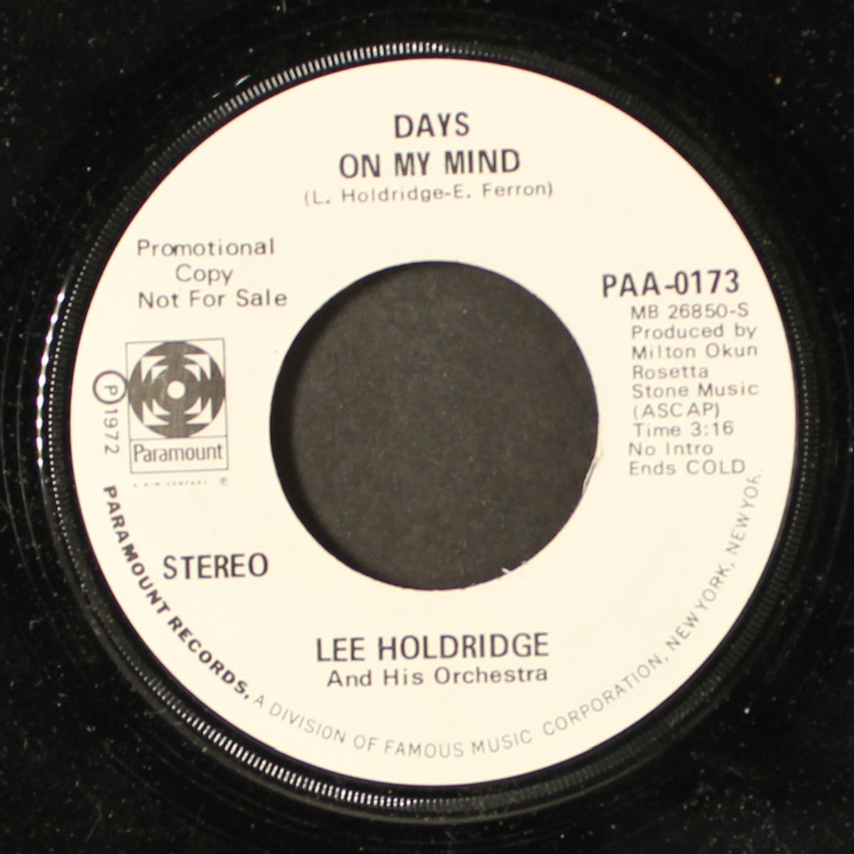theme from "the burglars" / days on my mind by LEE HOLDRIDGE
