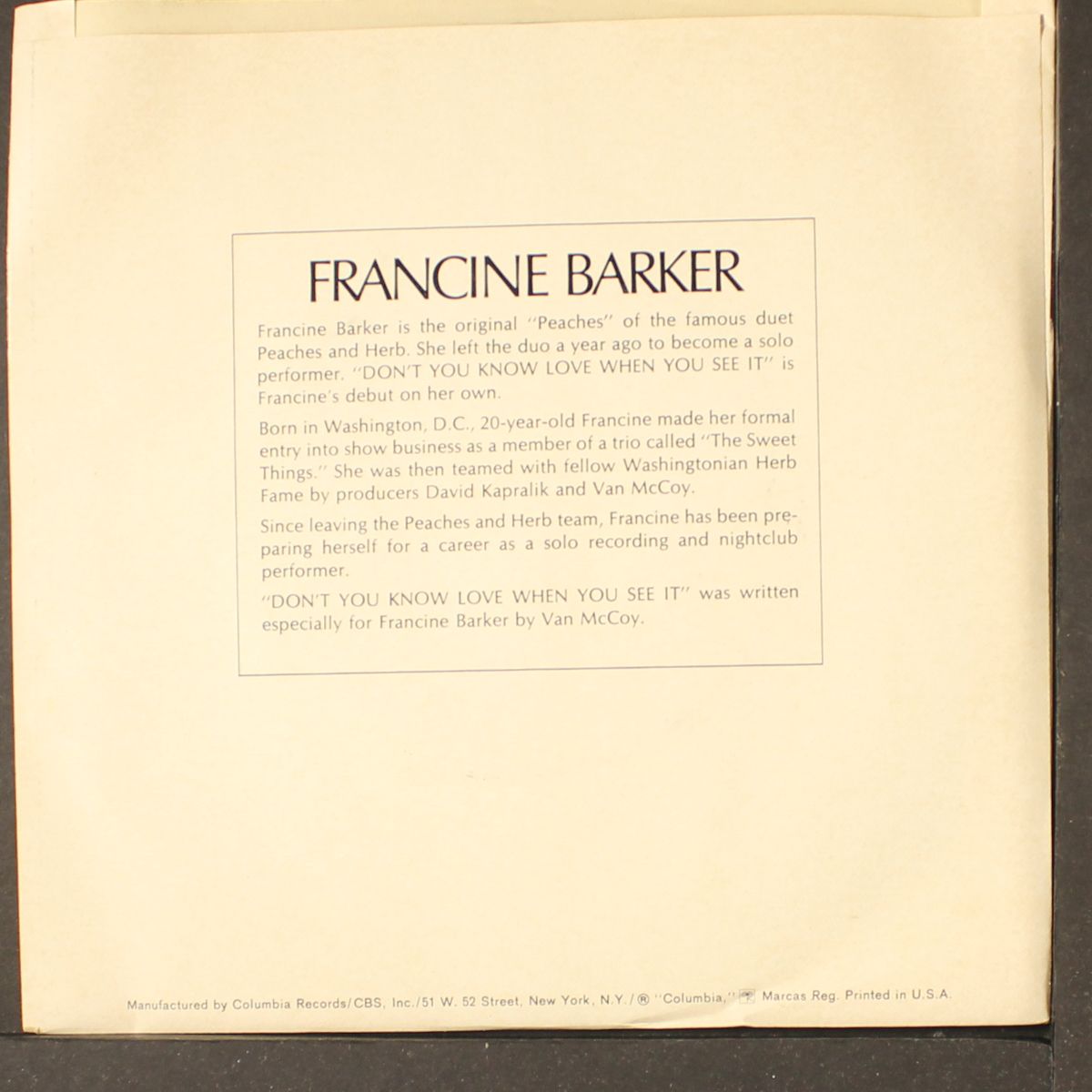 mister d.j. / don't you know love when you see it by FRANCINE BARKER