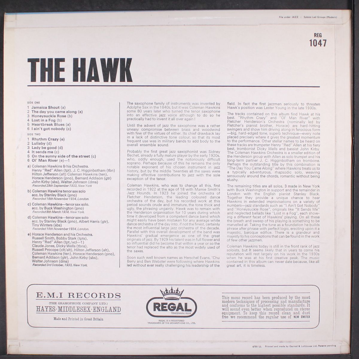 the hawk by COLEMAN HAWKINS