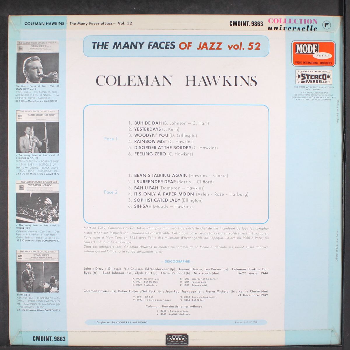 the many faces of jazz, vol. 52 by COLEMAN HAWKINS
