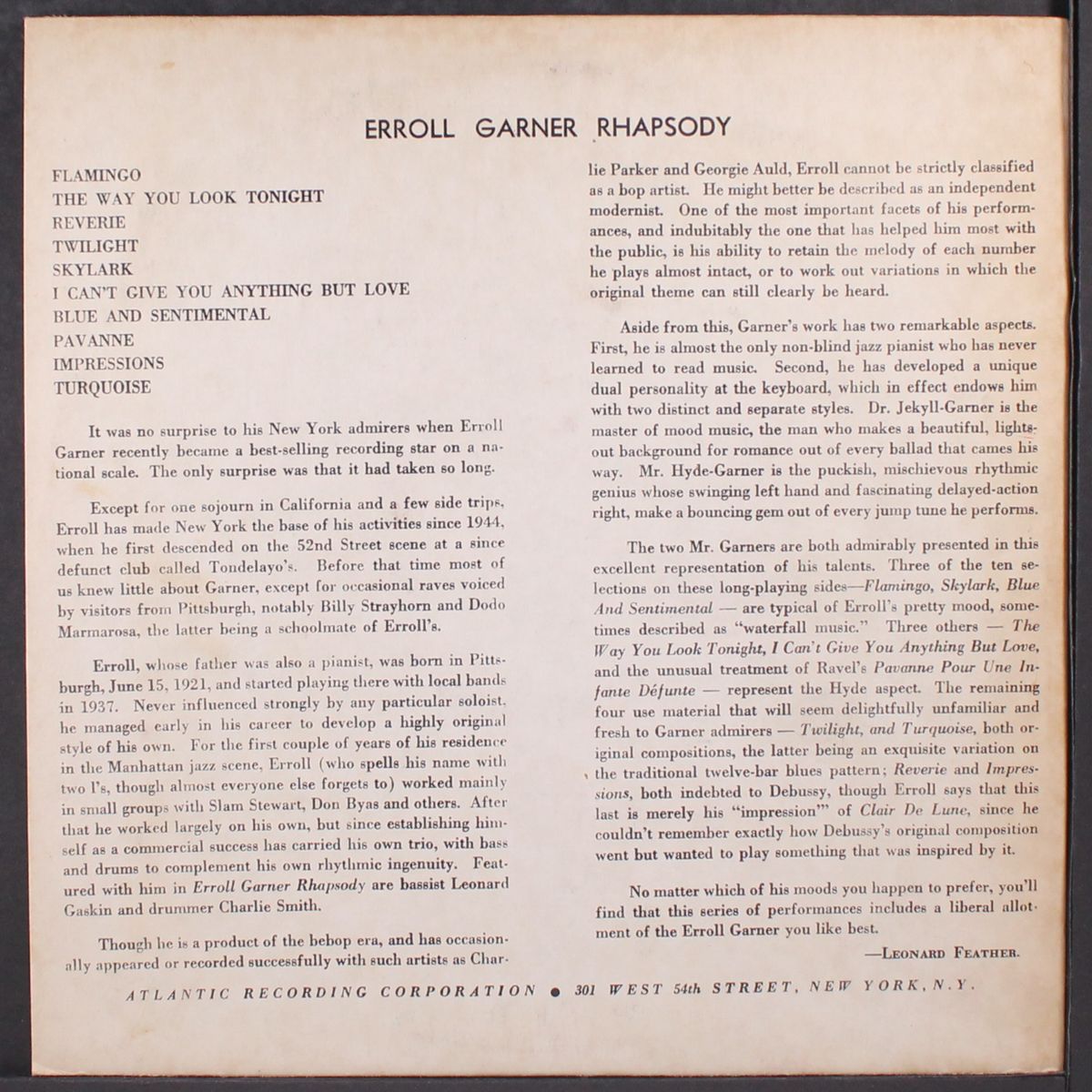 rhapsody by ERROLL GARNER