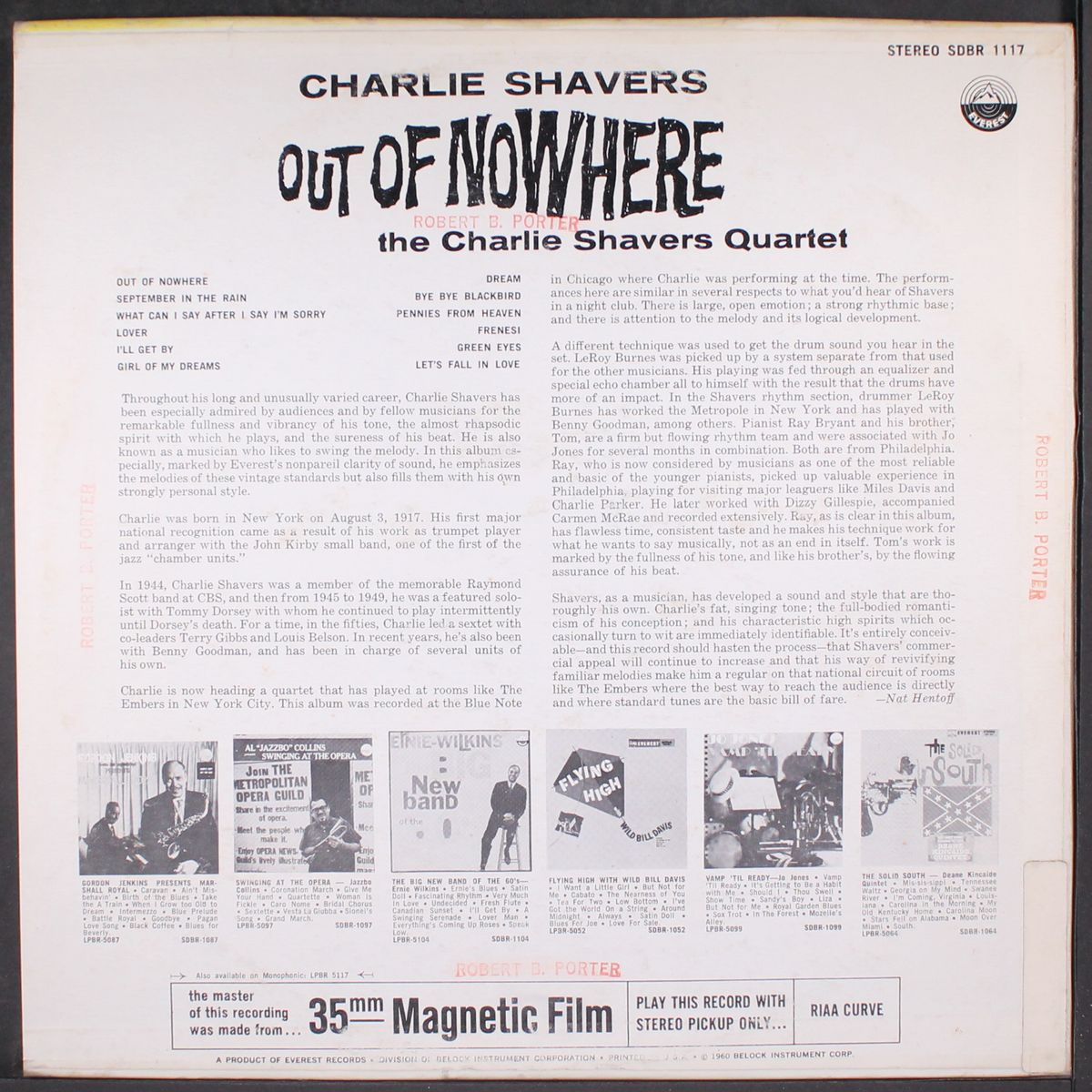 out of nowhere by CHARLIE SHAVERS