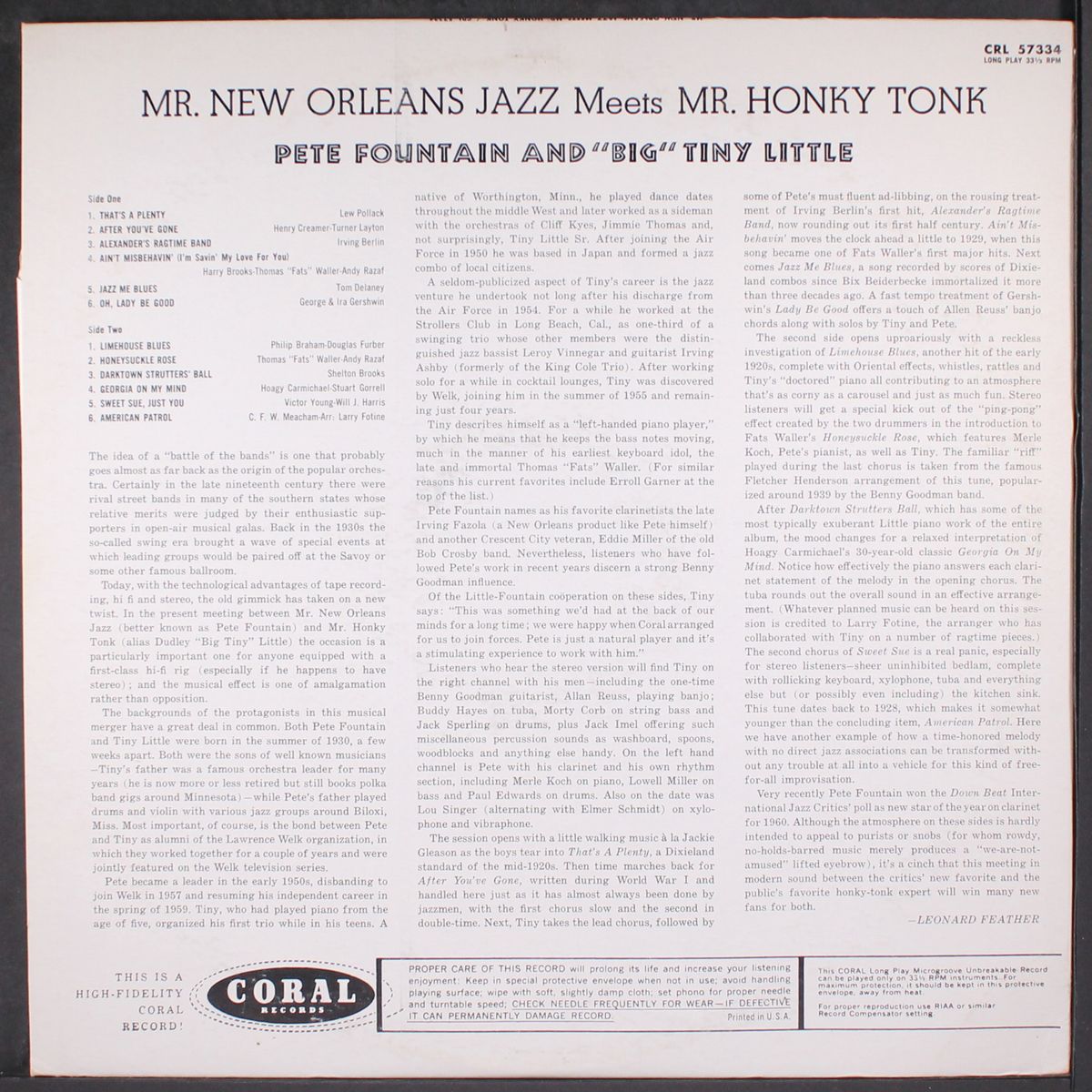mr. new orleans meets mr. honky tonk by PETE FOUNTAIN & BIG TINY LITTLE