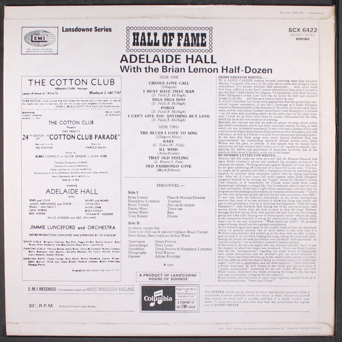 hall of fame by ADELAIDE HALL