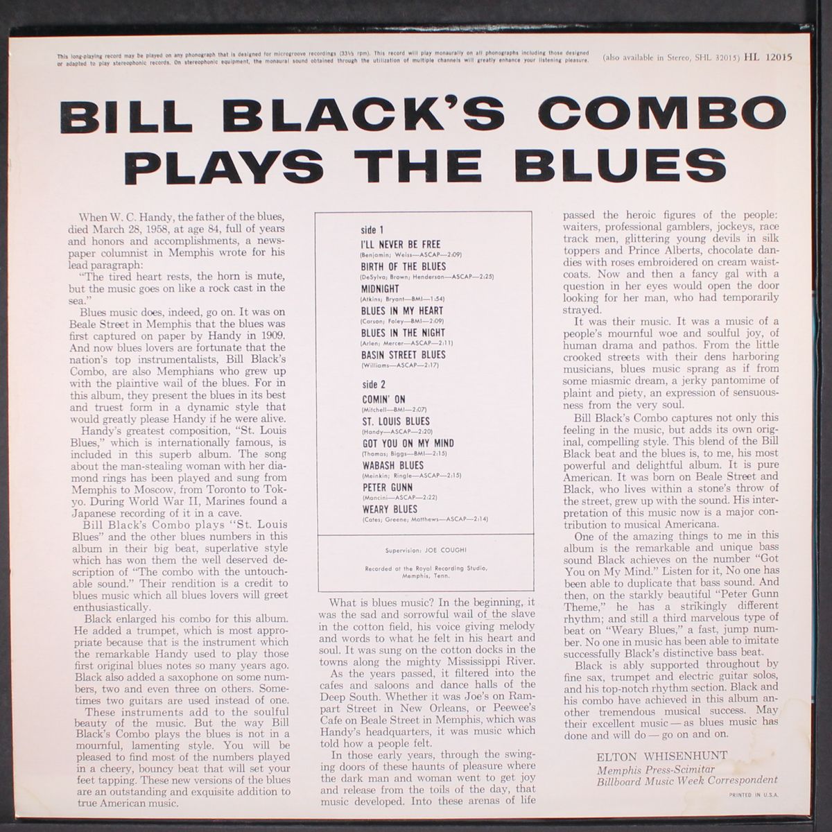 plays the blues by BILL BLACK'S COMBO