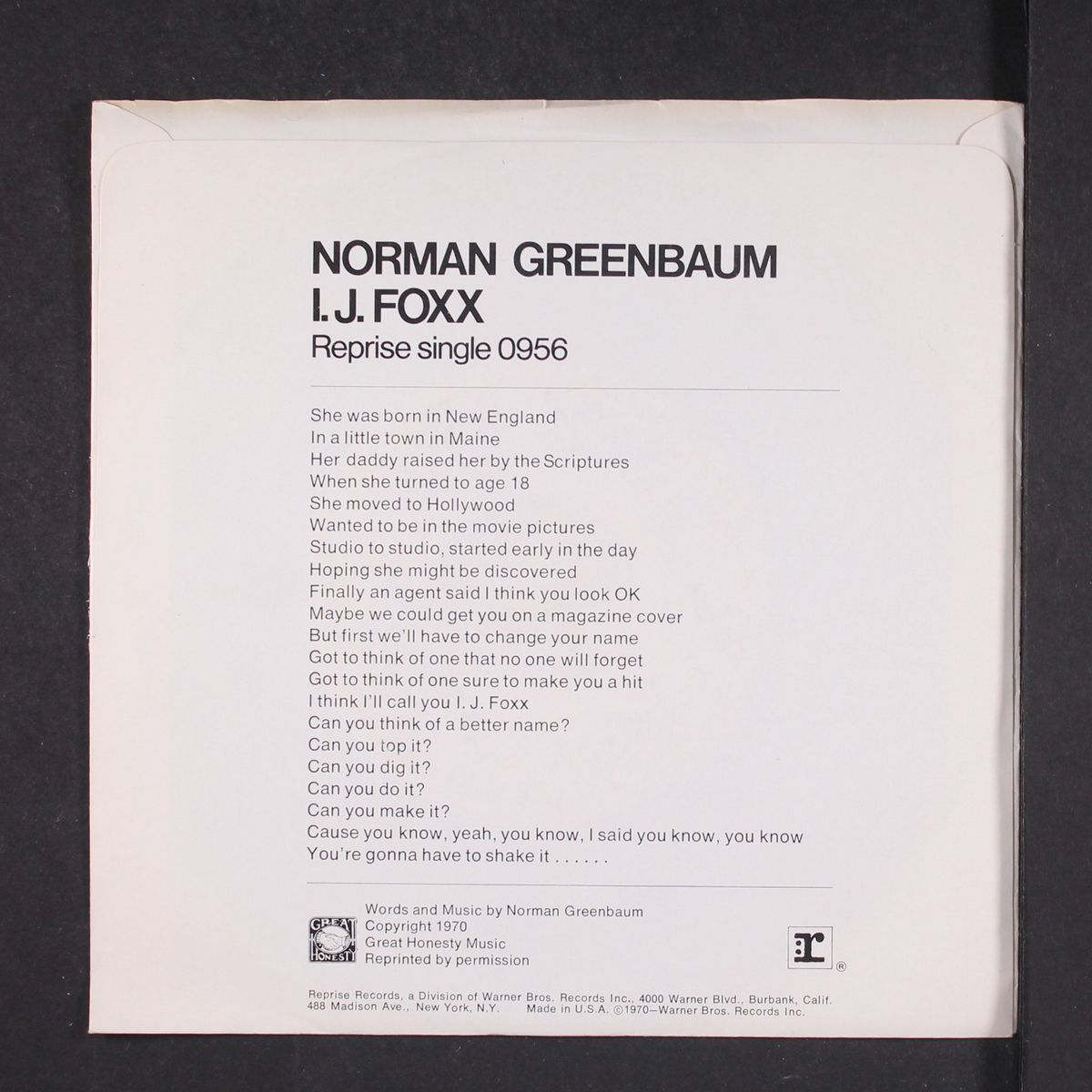 i.j. foxx by NORMAN GREENBAUM