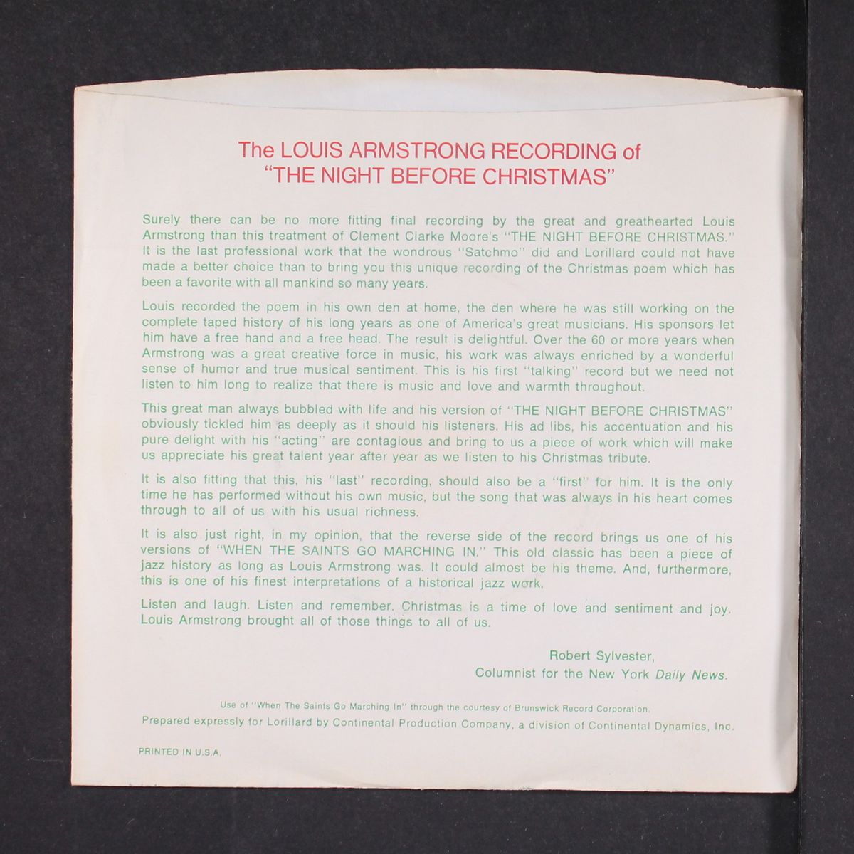 the night before christmas by LOUIS ARMSTRONG