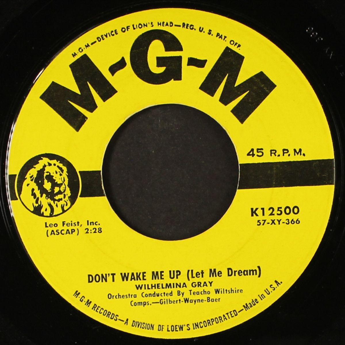 don't wake me up / when the one you love loves you by WILHELMINA GRAY
