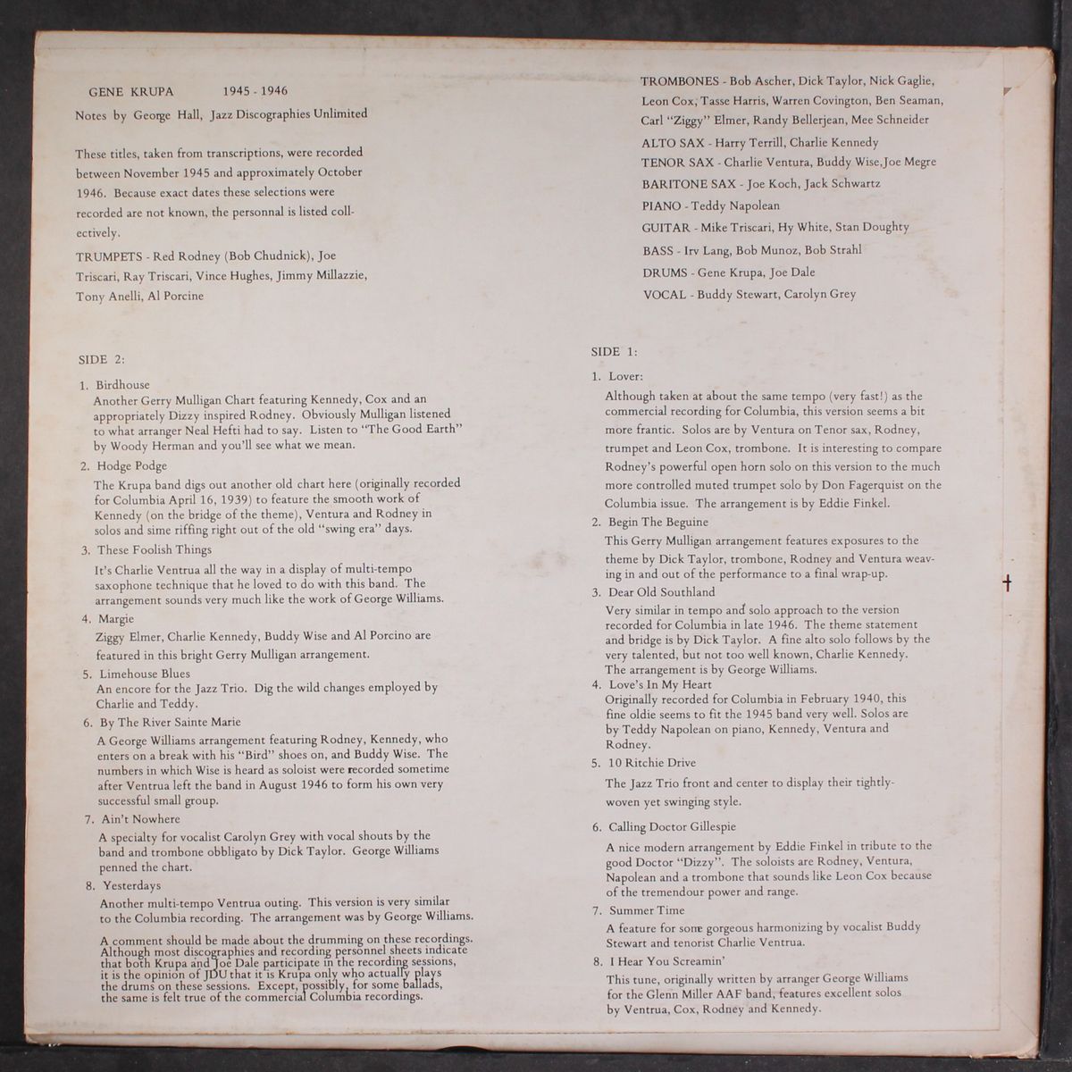 transcriptions by GENE KRUPA
