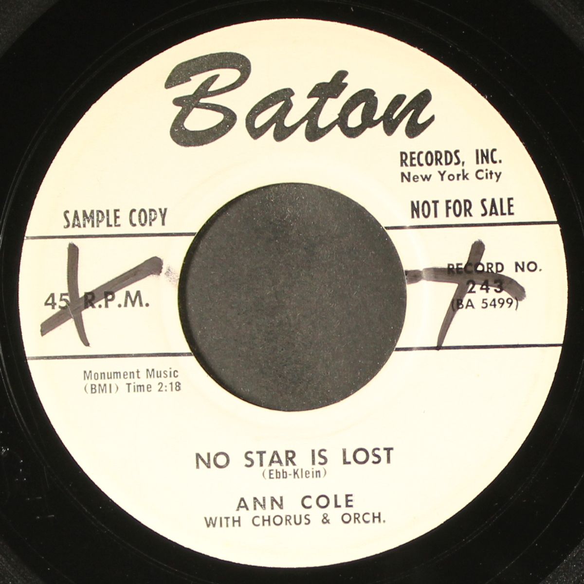 no star is lost / you're mine by ANN COLE