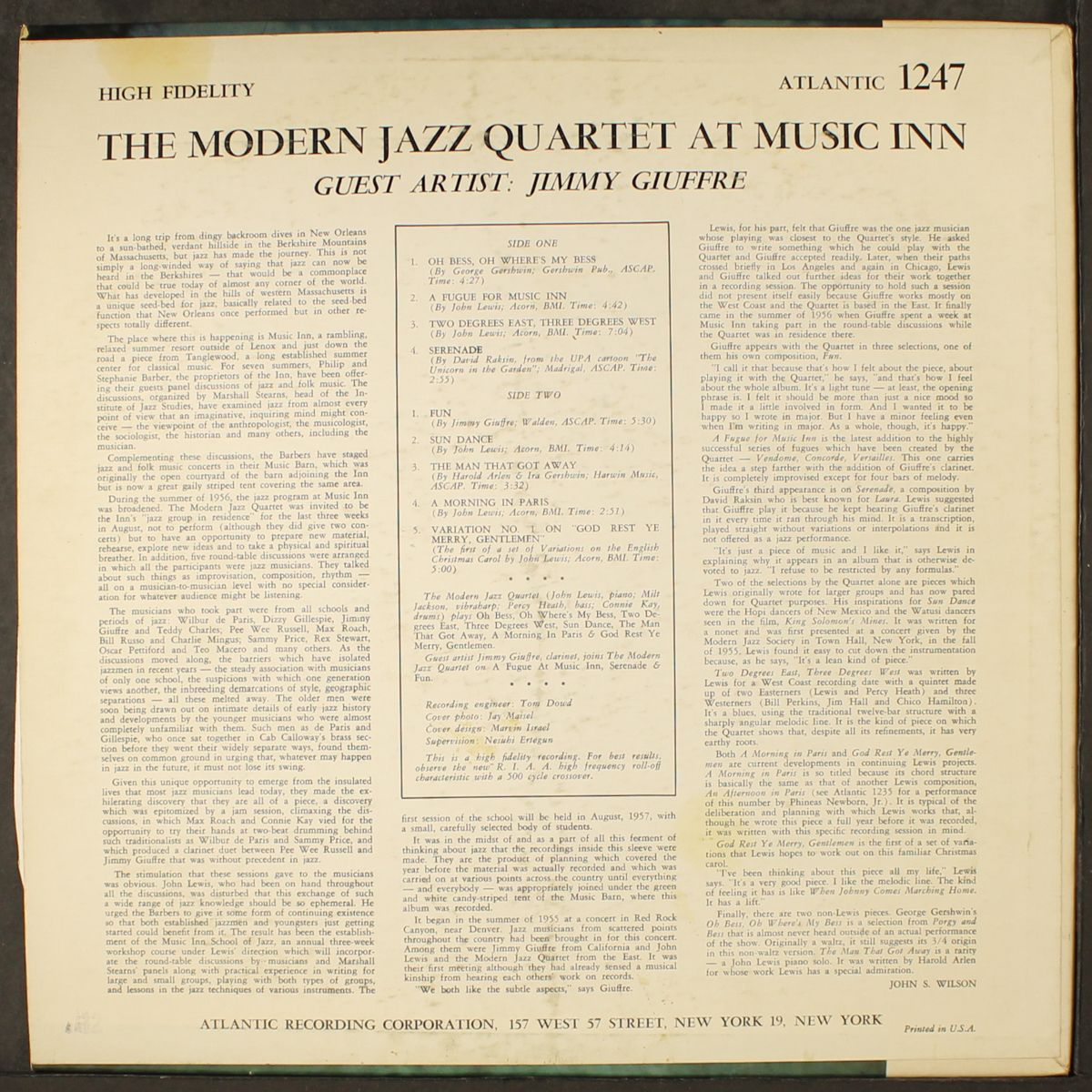 at music inn by MODERN JAZZ QUARTET