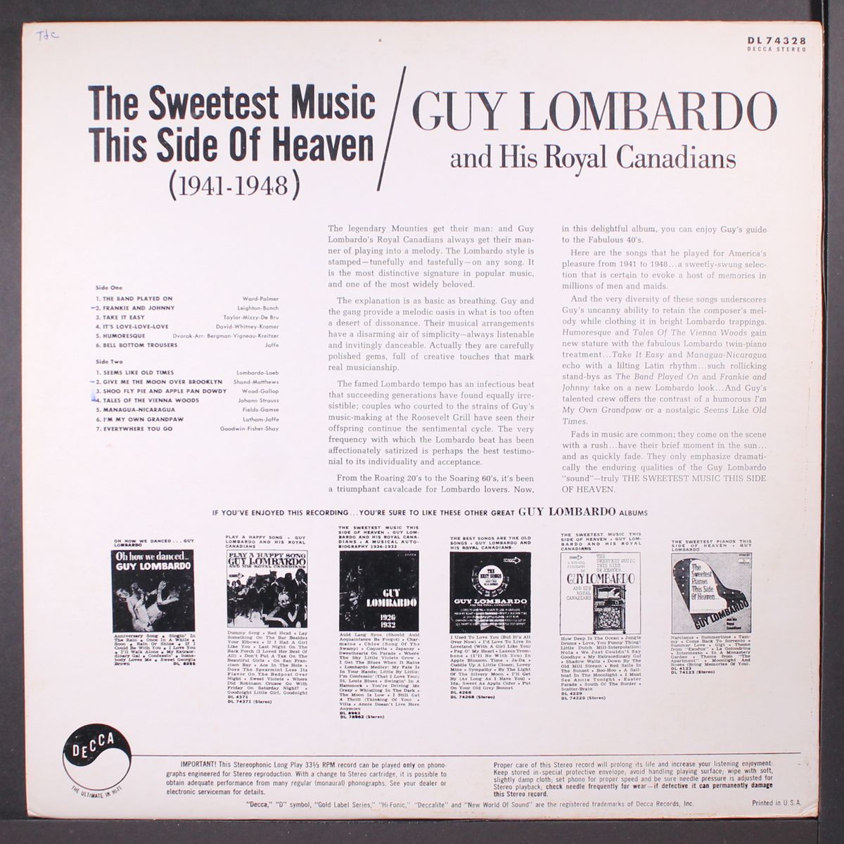 the sweetest music this side of heaven (1941-1948) by GUY LOMBARDO