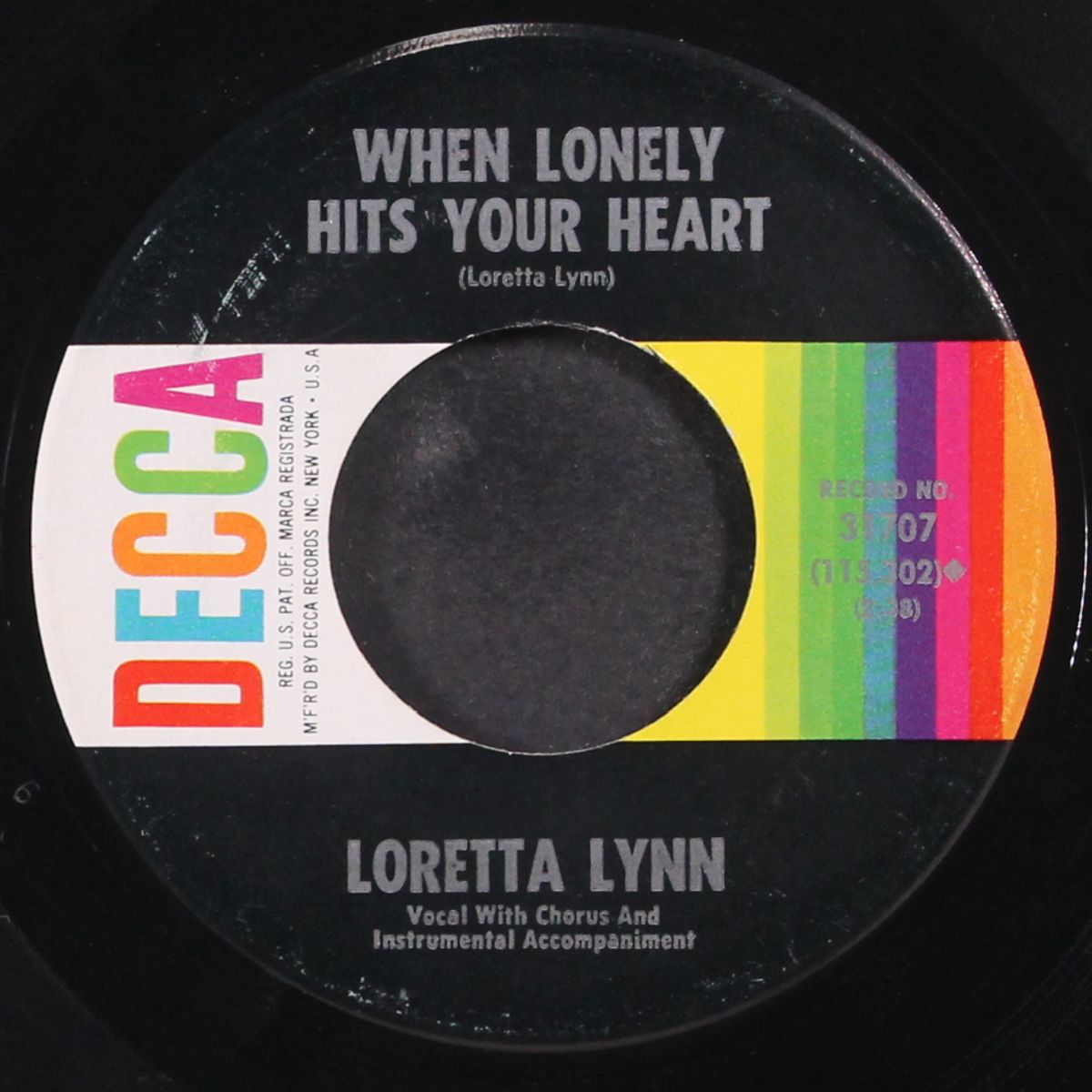 happy birthday / when lonely hits your heart by LORETTA LYNN
