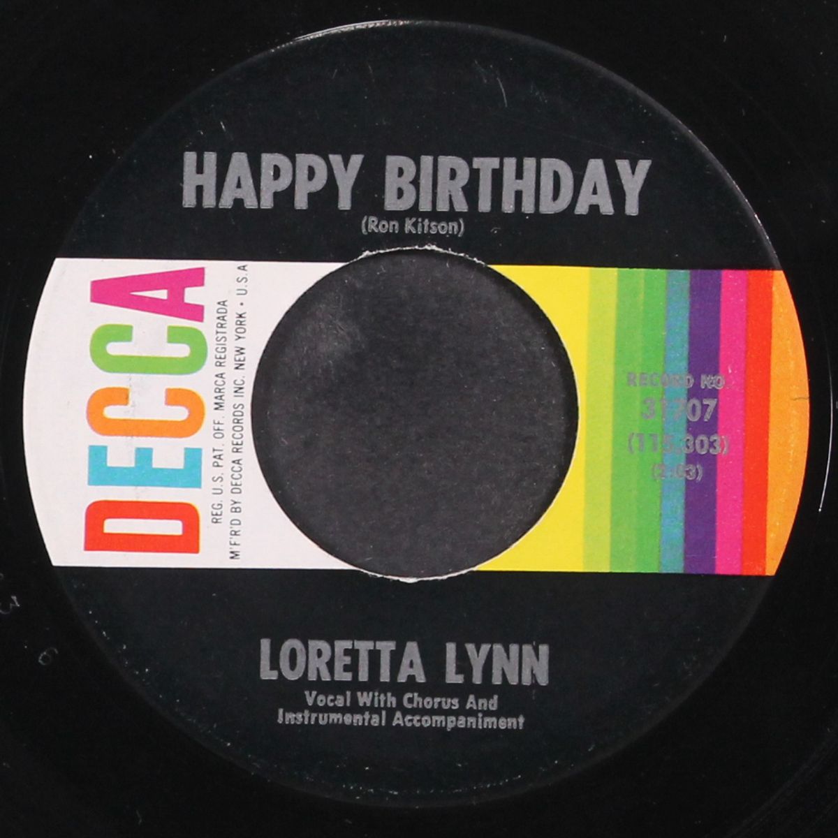 happy birthday / when lonely hits your heart by LORETTA LYNN
